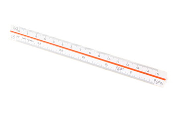 A aluminum ruler shaped triangle.