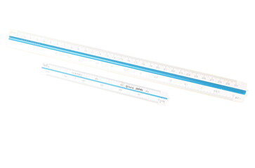 A aluminum ruler shaped triangle.