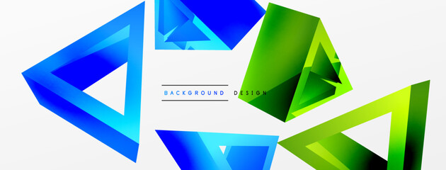 Fototapeta premium Triangle abstract background. 3d vector basic shape technology or business concept composition. Trendy techno business template for wallpaper, banner, background or landing