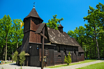 Fototapeta na wymiar Wooden church of st. Mary Magdalene, Stare Olesno, Opole Voivodeship, Poland