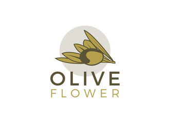 nature herbal olive oil plant, olive leaf flower logo design