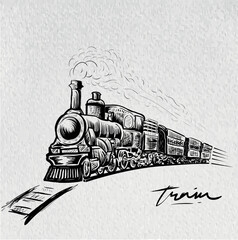 train on the railway line art
