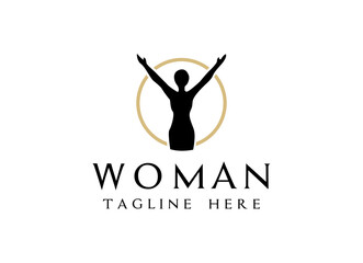 Woman label logo design template. 
