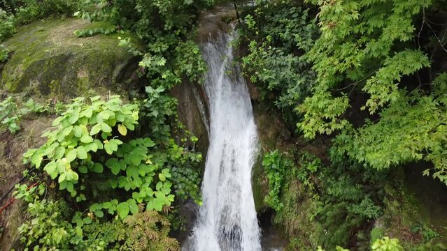 waterfall naturally falling down in the jungle
