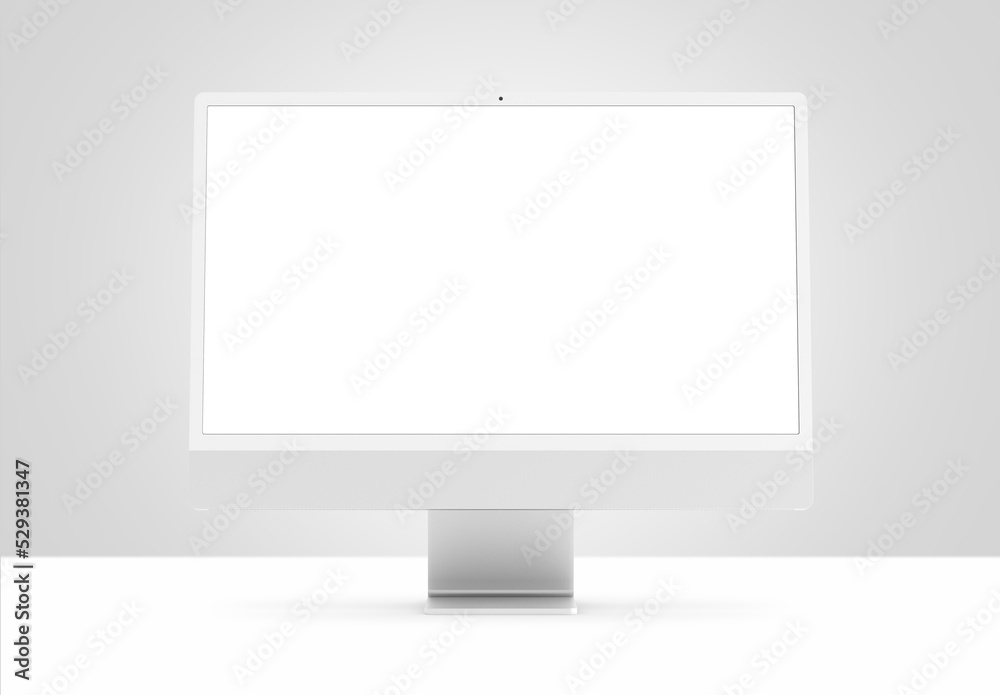 Poster paris - france - april 28, 2022: newly released apple imac 24 inch desktop computer, silver color, f