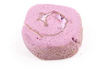 Sweet roll cake isolated on white background