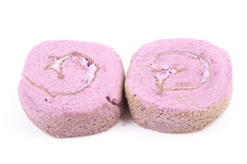 Sweet roll cake isolated on white background