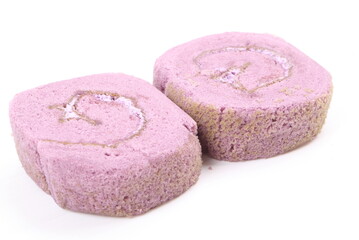 Sweet roll cake isolated on white background