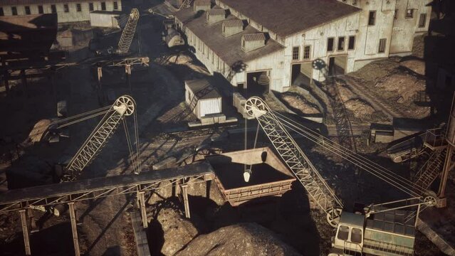 Aerial view of a power plant or mining station