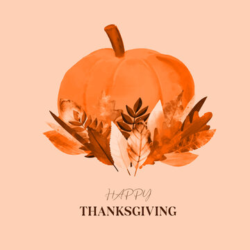 Happy Thanksgiving card design illustration orange color