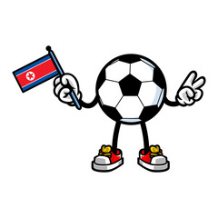 Soccer mascot holding north Korean flag