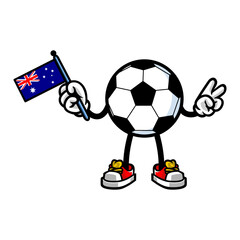 Soccer mascot holding Australian flag