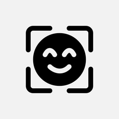 Face detection icon in solid style about camera, use for website mobile app presentation
