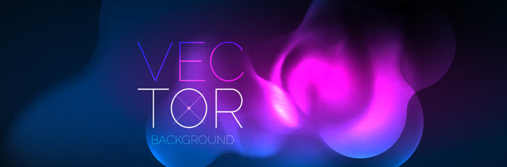 Glowing neon lights abstract shapes composition. Magic energy concept. Template for wallpaper, banner, background or landing