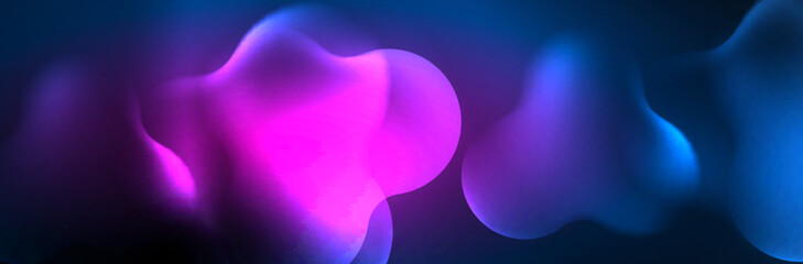 Glowing neon lights abstract shapes composition. Magic energy concept. Template for wallpaper, banner, background or landing