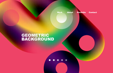 Circles and round shapes landing page abstract geometric background. Web page for website or mobile app wallpaper