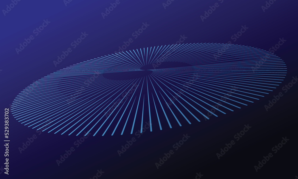 Poster spiral with blue lines as dynamic abstract vector background or logo or icon. yin and yang symbol. h