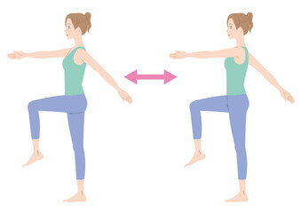 足踏み運動する女性