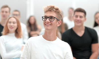 Obraz premium close up. a group of diverse young people in the auditorium