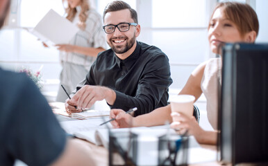 businessman at a meeting with his business team