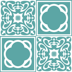 Azulejo seamless pattern stylish trendy ceramic tile design element for kitchen backsplash, vector illustration