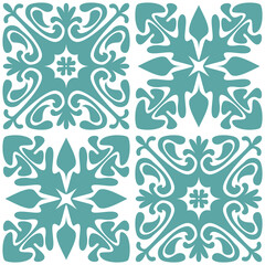 Azulejo seamless pattern stylish trendy ceramic tile design element for kitchen backsplash, vector illustration