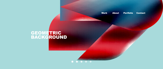 Glassmorphism landing page background template. Colorful glass shapes with metallic effect abstract composition for wallpaper, banner, background