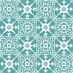 Azulejo seamless pattern ceramic tile design element for kitchen backsplash, vector illustration