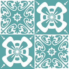 Azulejo Spanish design ceramic tile, imitation of traditional Spanish Azulejo style, textile decoration