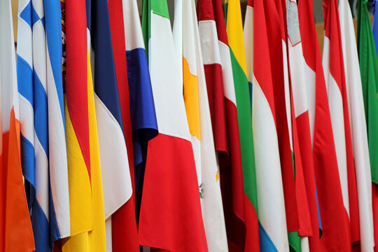 background with international flags of many nations and different colors