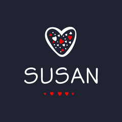 (Susan) Calligraphy name, Vector illustration.