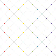 Dotted line rhombus cross seamless pattern vector. Colorful color geometric shape diagonal repeatable on white background.