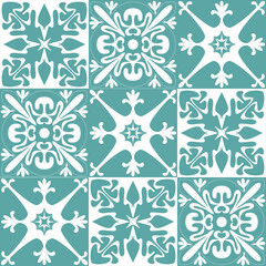 Talavera azulejo ceramic tiles, traditional spanish portuguese vintage pattern for wall and floor decoration