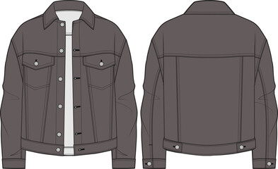 MENS BOYS RIDER DENIM JACKETS OVERCOAT AND TRUCKER WITH POCKETS SKETCH VECTOR