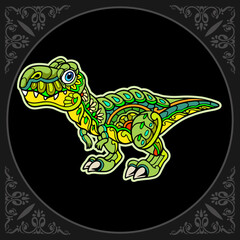 Colorful Tyrannosaurus rex zentangle arts isolated on black background