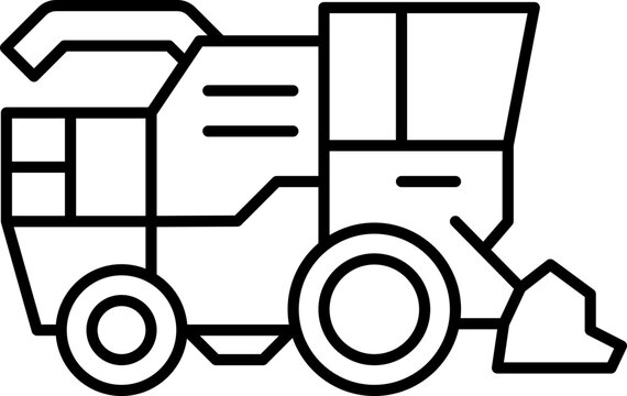 recommend clip art: Combine harvester icon, outline style vector image.