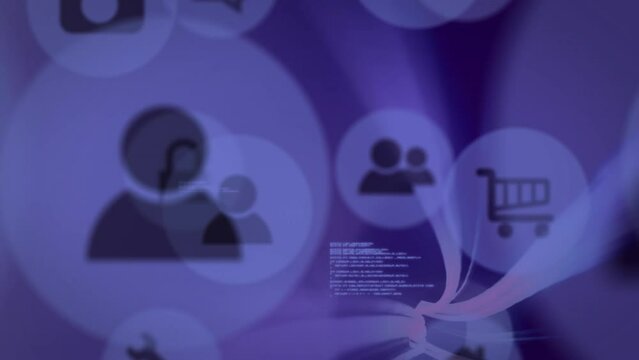 Animation of data in purple background
