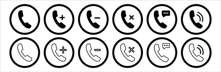 Telephone icon set. Contact us.Telephone, icon in flat style. Vector illustration. Telephone symbol. icon telephone call. Phone circle on white background.