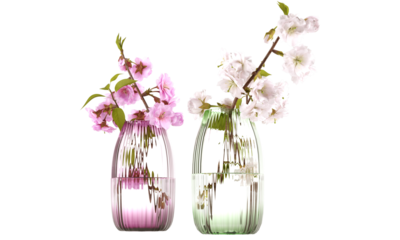 3d flower in a glass jar isolated