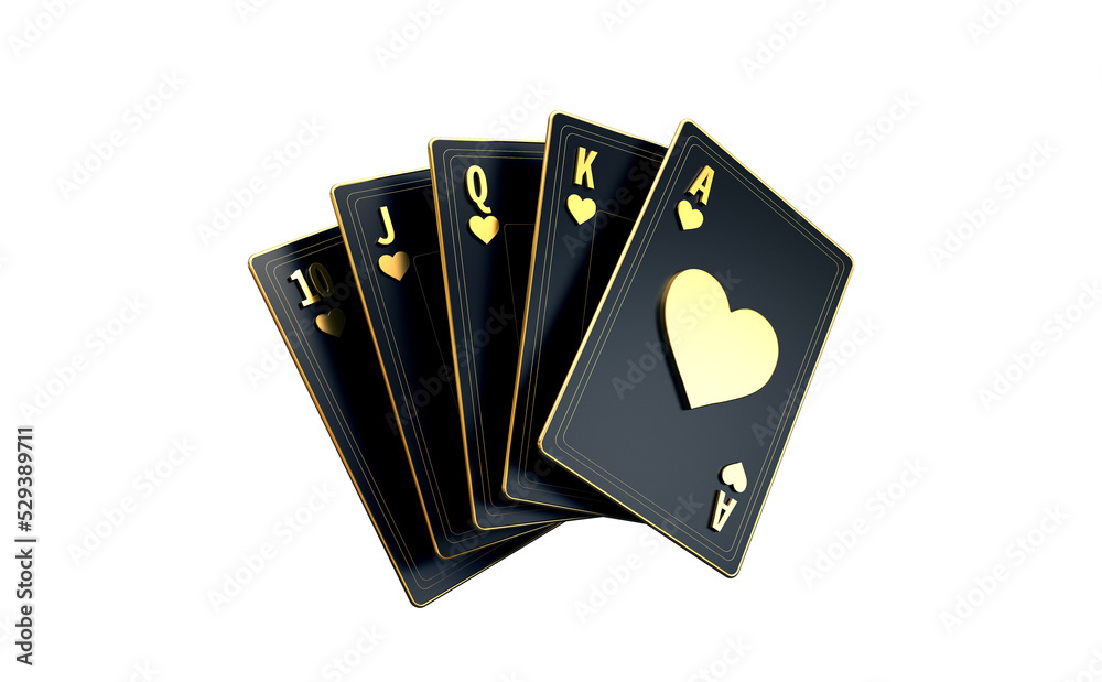 Poster png casino cards poker blackjack baccarat black and red ace symbols with golden metal 3d render 3d r