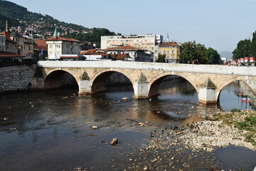 Fototapeta na wymiar stone bridge over the Milyatska River. Sarajevo. Bosnia and Herzegovina