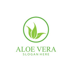 aloe vera logo design vector illustration template