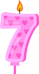 Birthday Party Candle with Number Seven
