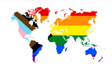 Obraz premium Progress LGBTQ Rainbow world map
