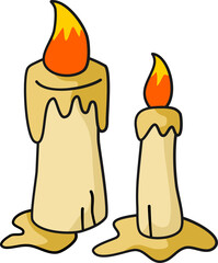 Candle Halloween Elements hand drawing style. Vector illustration.
