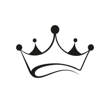 Queens or kings crown icon. Isolated black corona logotype 
