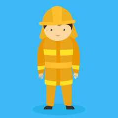 fireman in uniform on a blue background