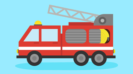 fire truck on a blue background