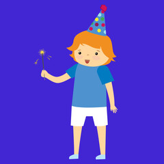 boy playing with sparkler by himself