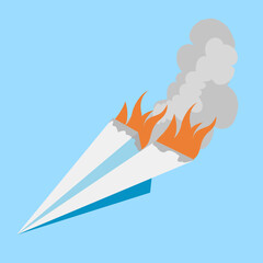 paper airplane burns and smokes